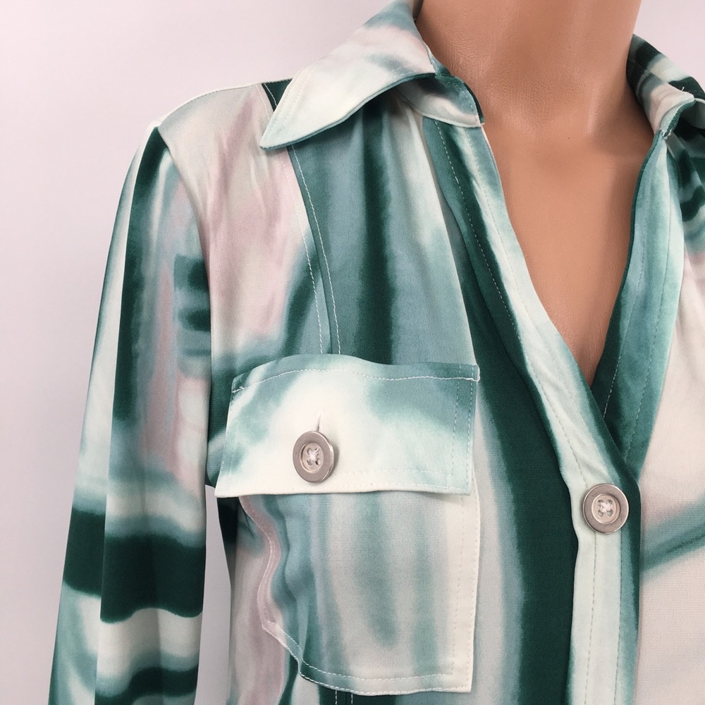 MICHAEL Michael Kors Green Striped Shirt Dress - Picture 3 of 10